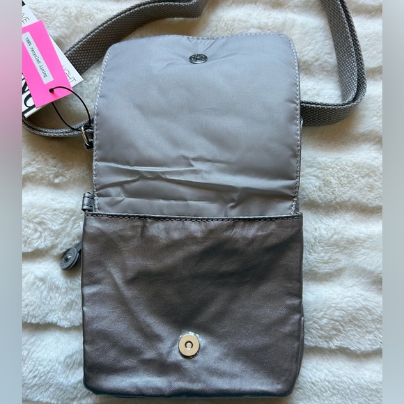 💜SOLD💜Kipling New Eleorado Mini Crossbody Bag Smooth Silver Metallic - Picture 8 of 15